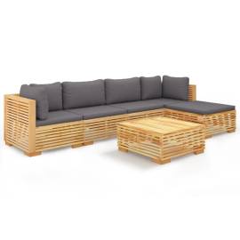 Set mobilier grădină cu perne, 6 piese, lemn masiv de tec, 2 image