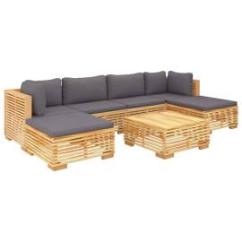 Set mobilier grădină cu perne, 7 piese, lemn masiv de tec, 3 image