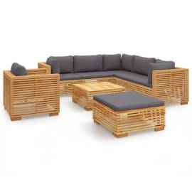 Set mobilier grădină cu perne, 8 piese, lemn masiv de tec, 2 image