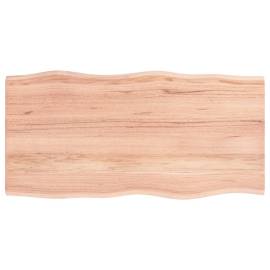 Blat birou maro deschis 100x50x2 cm, lemn masiv stejar tratat, 2 image