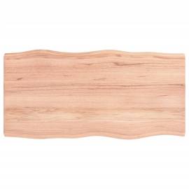 Blat birou maro deschis 80x40x4 cm, lemn masiv stejar tratat, 2 image