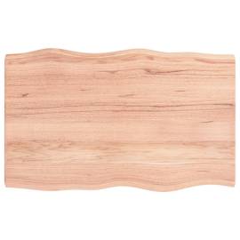 Blat birou maro deschis 80x50x4 cm, lemn masiv stejar tratat, 2 image