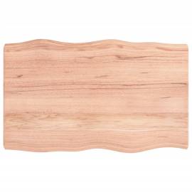 Blat birou maro deschis 80x50x6 cm, lemn masiv stejar tratat, 2 image