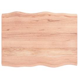 Blat birou maro deschis 80x60x4 cm, lemn masiv stejar tratat, 2 image
