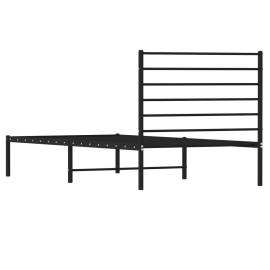 Cadru de pat din metal cu tăblie, negru, 107x203 cm, 8 image
