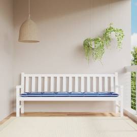 Pernă bancă de grădină, dungi albastru/alb, 200x50x7 cm, textil