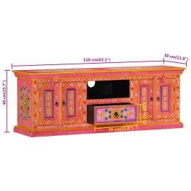 Comodă tv, roz, 110x30x40 cm, lemn masiv de mango, 10 image