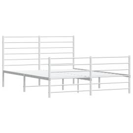 Cadru de pat metalic cu tăblie, alb, 140x200 cm, 5 image