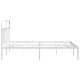 Cadru de pat metalic cu tăblie, alb, 193x203 cm, 7 image