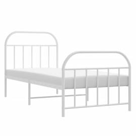 Cadru de pat metalic cu tăblie de cap/picioare, alb, 90x200 cm, 4 image