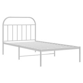 Cadru de pat din metal cu tăblie, alb, 100x200 cm, 5 image