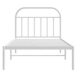 Cadru de pat din metal cu tăblie, alb, 100x200 cm, 6 image