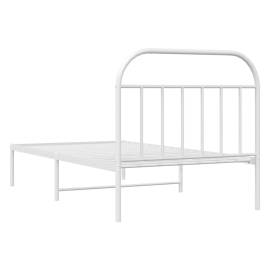 Cadru de pat din metal cu tăblie, alb, 100x200 cm, 8 image