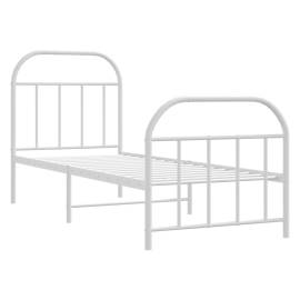 Cadru de pat metalic cu tăblie de cap/picioare, alb, 75x190 cm, 5 image