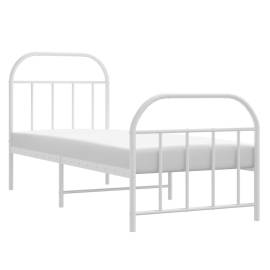 Cadru de pat metalic cu tăblie de cap/picioare, alb, 75x190 cm, 4 image