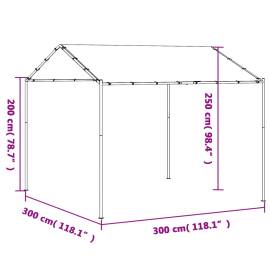 Cort pavilion, bej, 3x3 m, oțel și material textil, 9 image