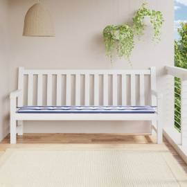 Pernă bancă de grădină, dungi albastru/alb, 200x50x3 cm, textil