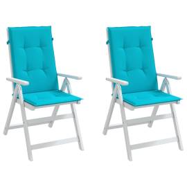 Perne de scaun spătar înalt, 2 buc., turcoaz, textil, 3 image