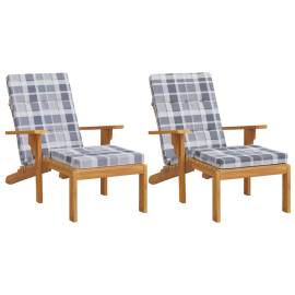Perne scaun de terasă, 2 buc, gri, carouri, textil oxford, 3 image