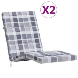 Perne scaun de terasă, 2 buc, gri, carouri, textil oxford, 2 image