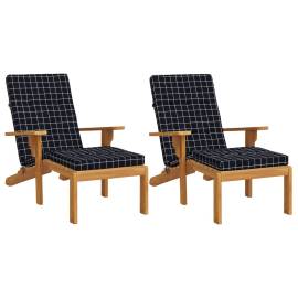 Perne scaun de terasă, 2 buc, negru, carouri, textil oxford, 3 image