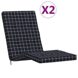 Perne scaun de terasă, 2 buc, negru, carouri, textil oxford, 2 image