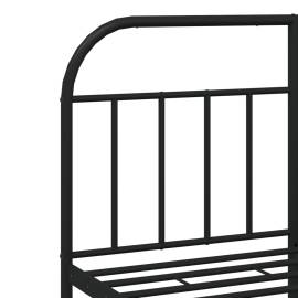Cadru de pat metalic cu tăblie, negru, 150x200 cm, 9 image