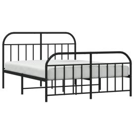 Cadru pat metalic cu tăblie de cap/picioare, negru, 140x200 cm, 4 image