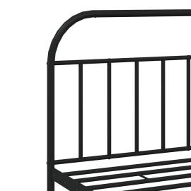 Cadru pat metalic cu tăblii de cap/picioare, negru, 193x203 cm, 9 image