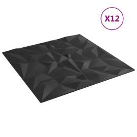 Panouri de perete 12 buc. negru 50x50 cm eps 3 m² ametist, 2 image