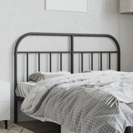 Tăblie de pat metalică, negru, 150 cm, 3 image