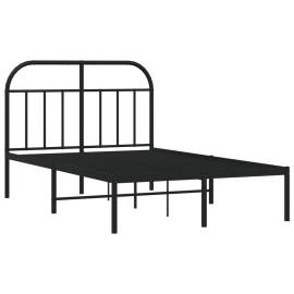 Cadru de pat metalic cu tăblie, negru, 120x190 cm, 5 image