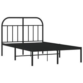 Cadru de pat metalic cu tăblie, negru, 120x200 cm, 5 image