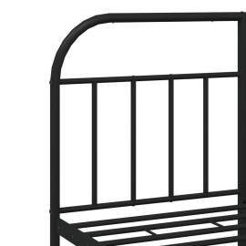 Cadru de pat metalic cu tăblie, negru, 140x190 cm, 9 image