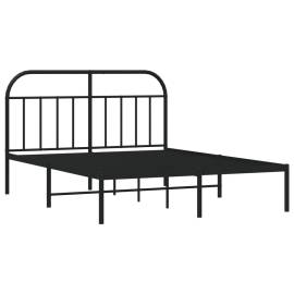 Cadru de pat metalic cu tăblie, negru, 140x200 cm, 5 image