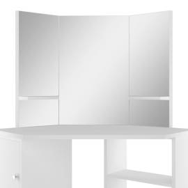Masă de toaletă colțar, masă pentru machiaj și cosmetice, alb, 7 image