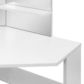 Masă de toaletă colțar, masă pentru machiaj și cosmetice, alb, 9 image