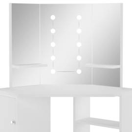 Masă pentru machiaj de colț cu lumini led, alb, 8 image