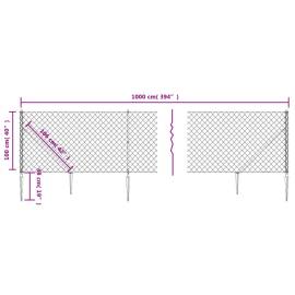 Gard plasă de sârmă cu țăruși de fixare, antracit 1x10 m, 5 image