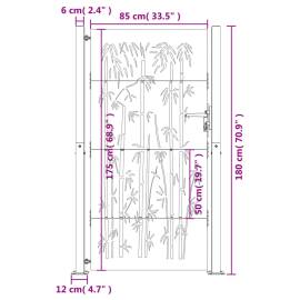 Poartă pentru grădină, 105x180 cm, oțel corten, model bambus, 11 image