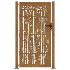 Poartă pentru grădină, 105x180 cm, oțel corten, model bambus, 4 image