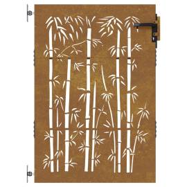 Poartă pentru grădină, 85x125 cm, oțel corten, model bambus, 4 image
