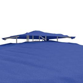 Foișor cu acoperiș dublu, albastru, 3x3x2,68 m, material textil, 8 image