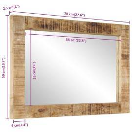 Oglindă, 70x50 cm, lemn masiv de mango și sticlă, 9 image