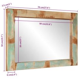 Oglindă, 70x50 cm, lemn masiv reciclat și sticlă, 9 image