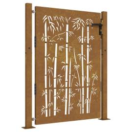 Poartă pentru grădină, 105x155 cm, oțel corten, model bambus, 2 image