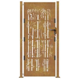 Poartă pentru grădină, 105x205 cm, oțel corten, model bambus, 4 image
