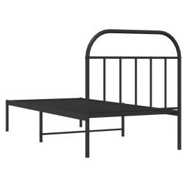 Cadru de pat metalic cu tăblie, negru, 80x200 cm, 8 image