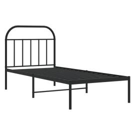 Cadru de pat metalic cu tăblie, negru, 80x200 cm, 5 image