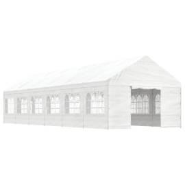 Foișor cu acoperiș, alb, 13,38x4,08x3,22 m, polietilenă, 2 image